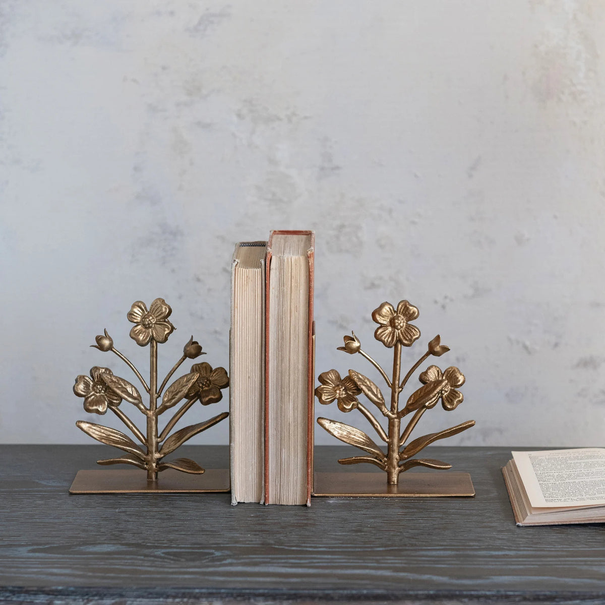 Cast Iron Flower Shaped Bookends