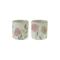 Hand-Painted Stoneware Planter with Flowers