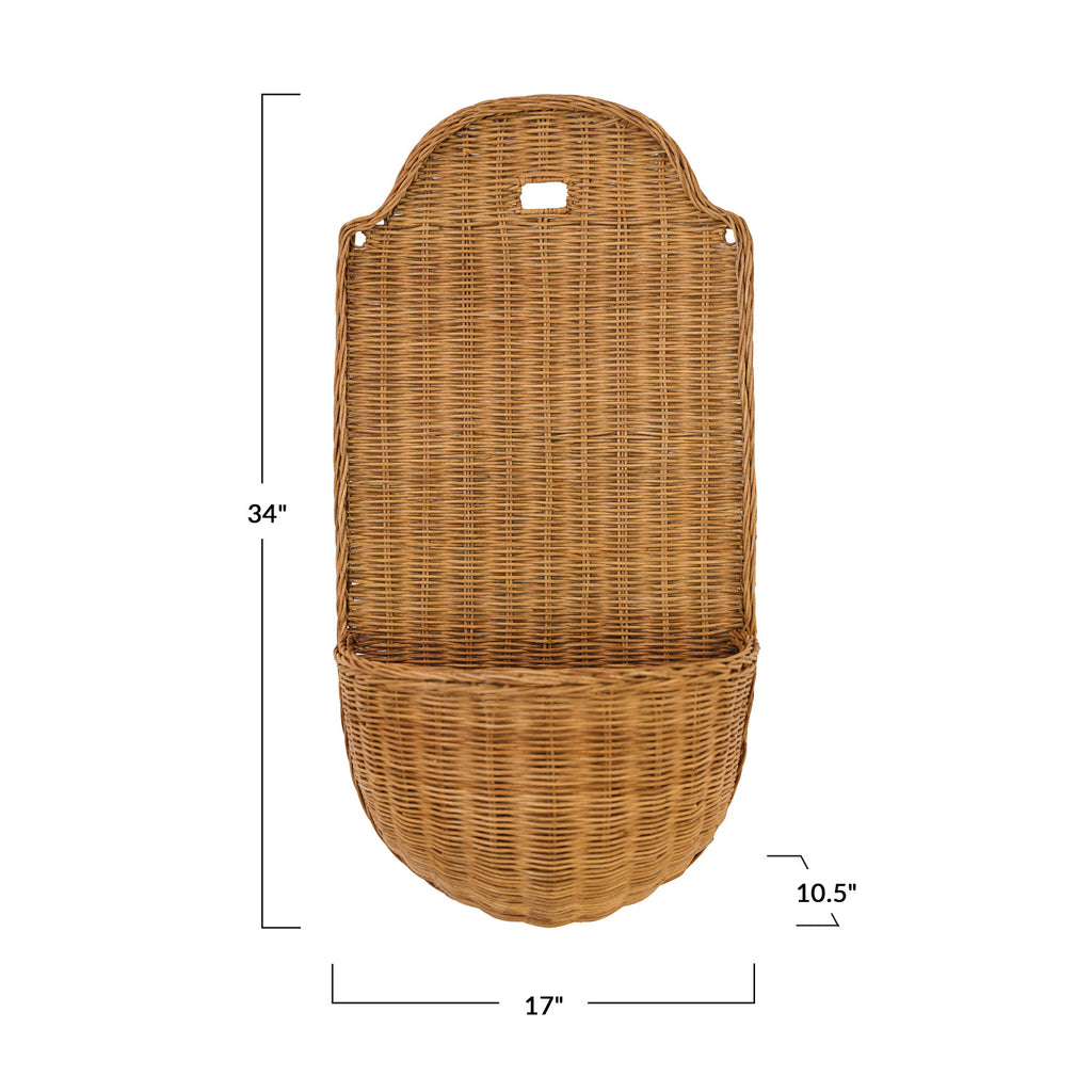 Hand-Woven Rattan Wall Basket