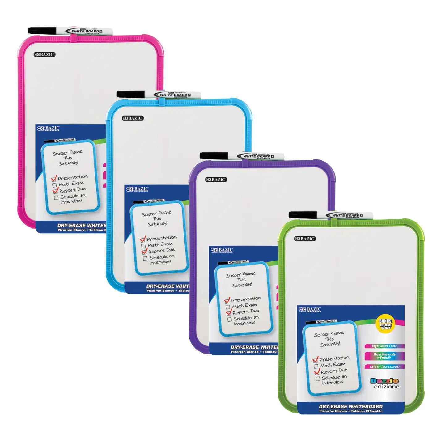 Assorted Color Dry Erase Board with Marker