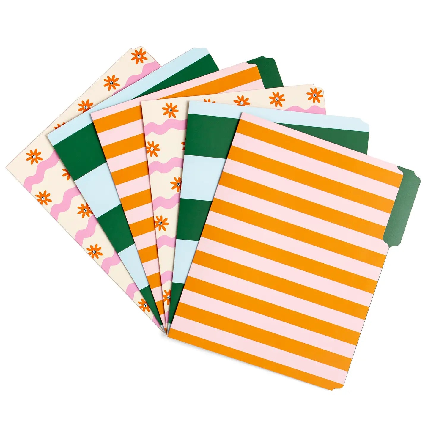 Happy Stripes & Flowers File Folder Set of 6