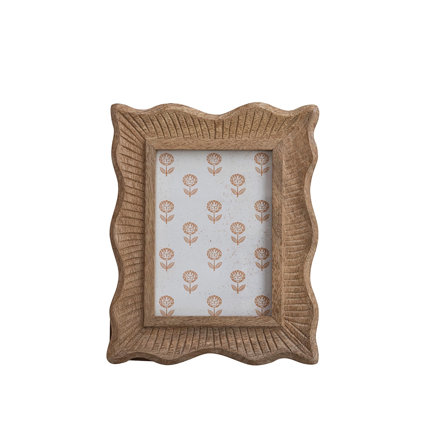 Carved Mango Wood Scalloped Photo Frame