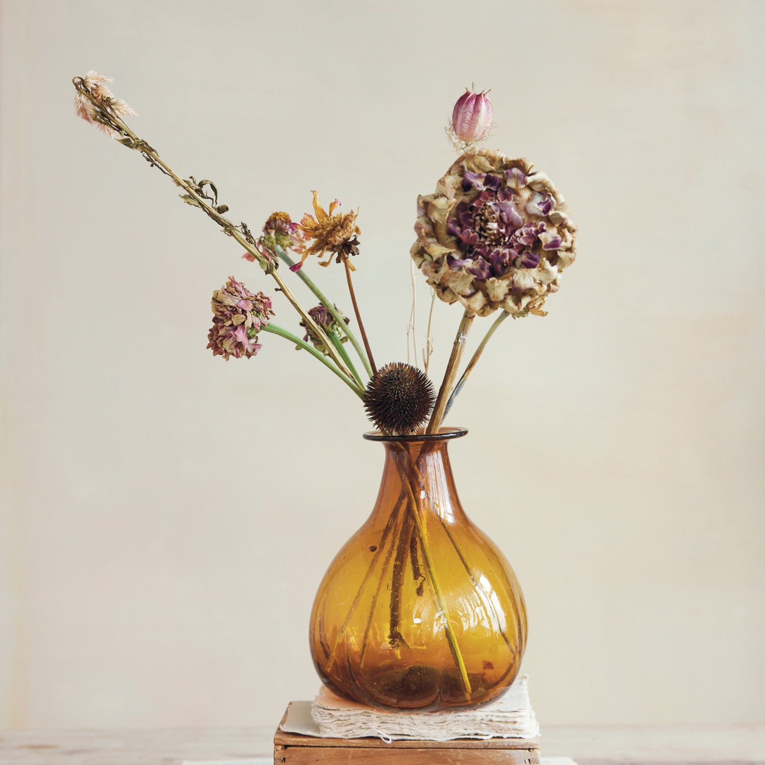 Hand-Blown Glass Vase, Brown