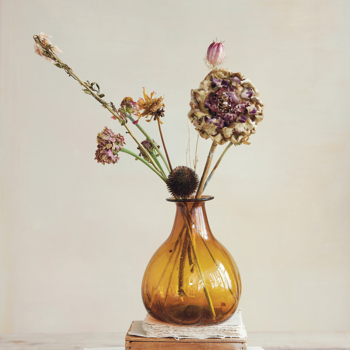 Hand-Blown Glass Vase, Brown