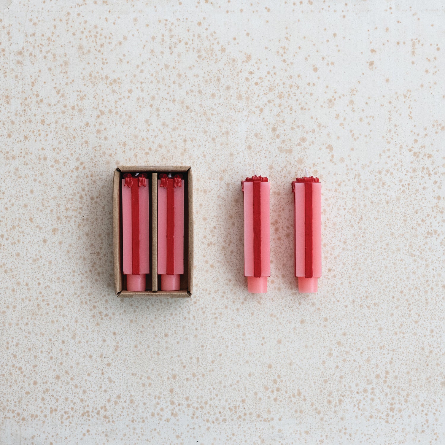 Red and Pink Bow Taper Candles