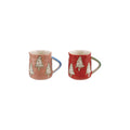Stoneware Organic Shaped Mug with Wax Relief Trees