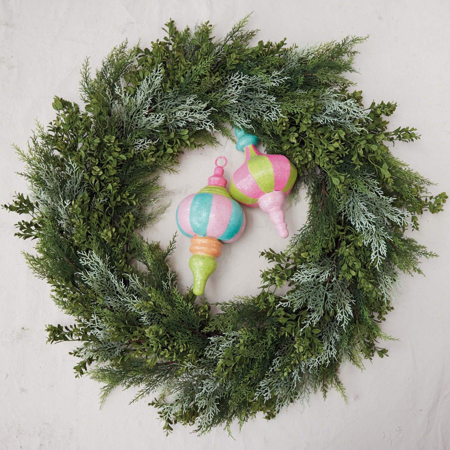 Oversized Painted Metal Ornament with Glitter