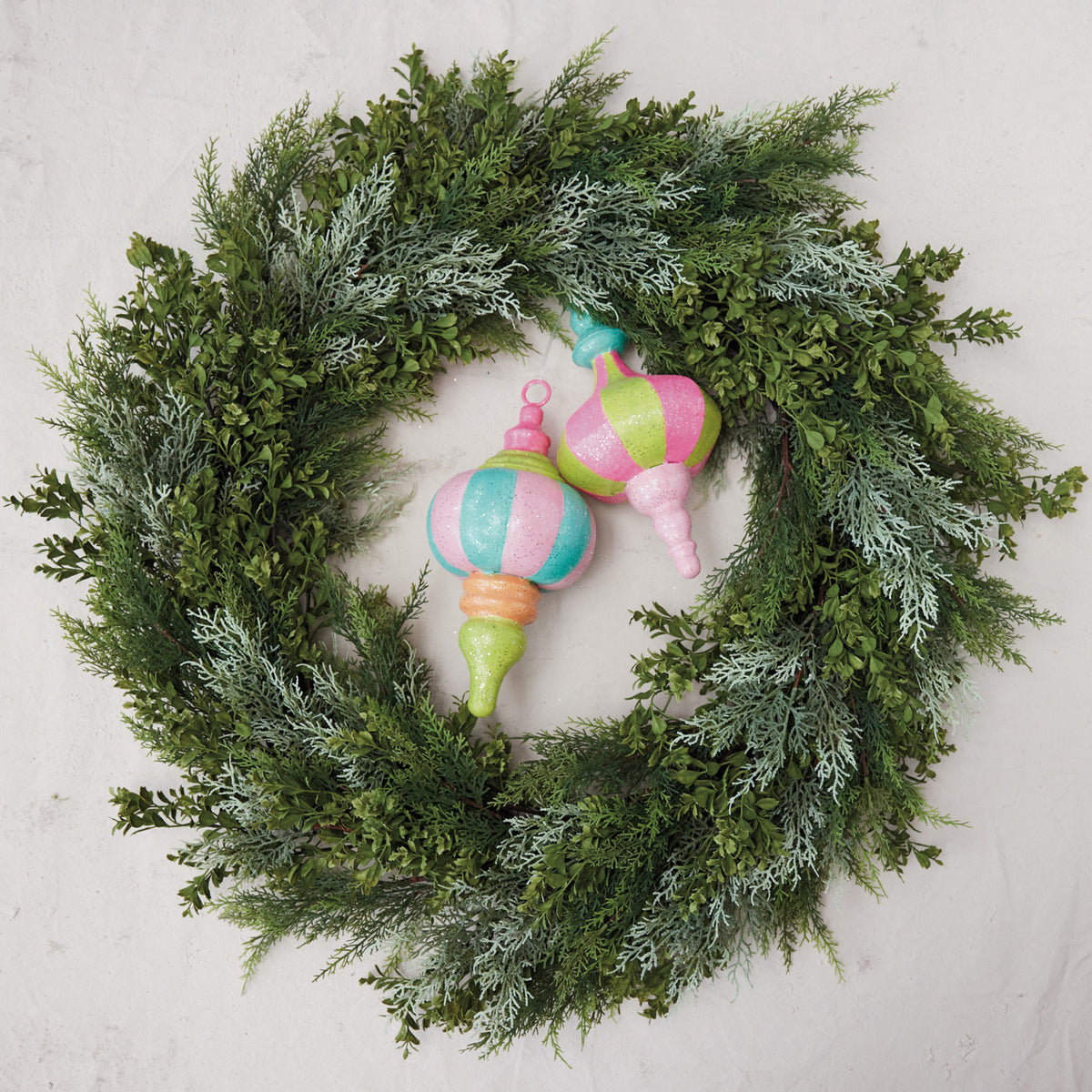 Oversized Painted Metal Ornament with Glitter