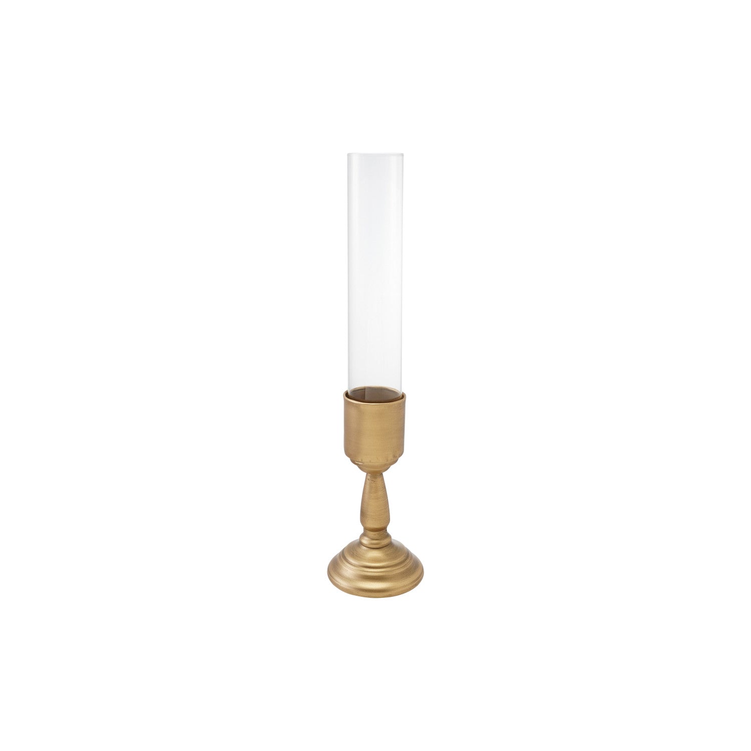 Metal Taper Holder with Glass Hurricane