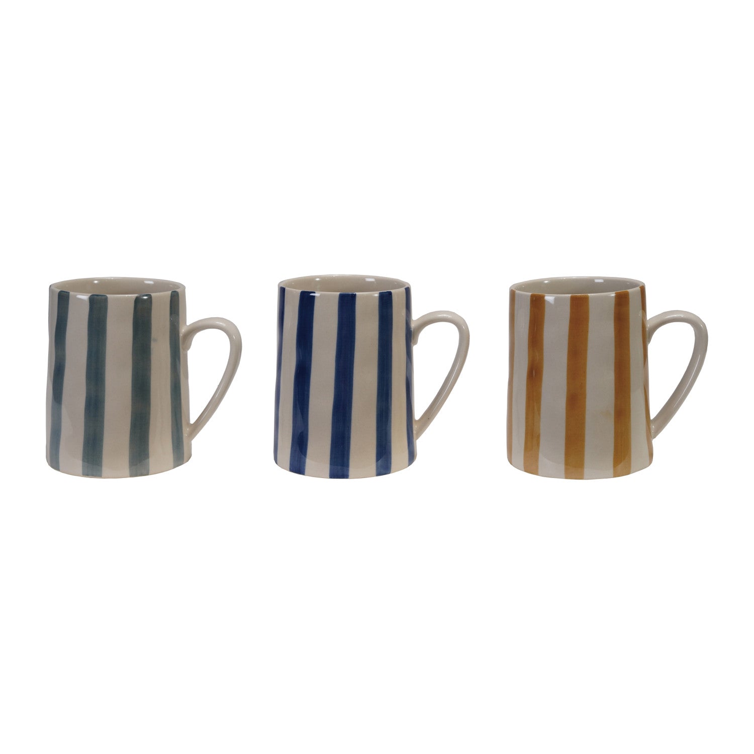 Hand-Painted Striped Stoneware Mug