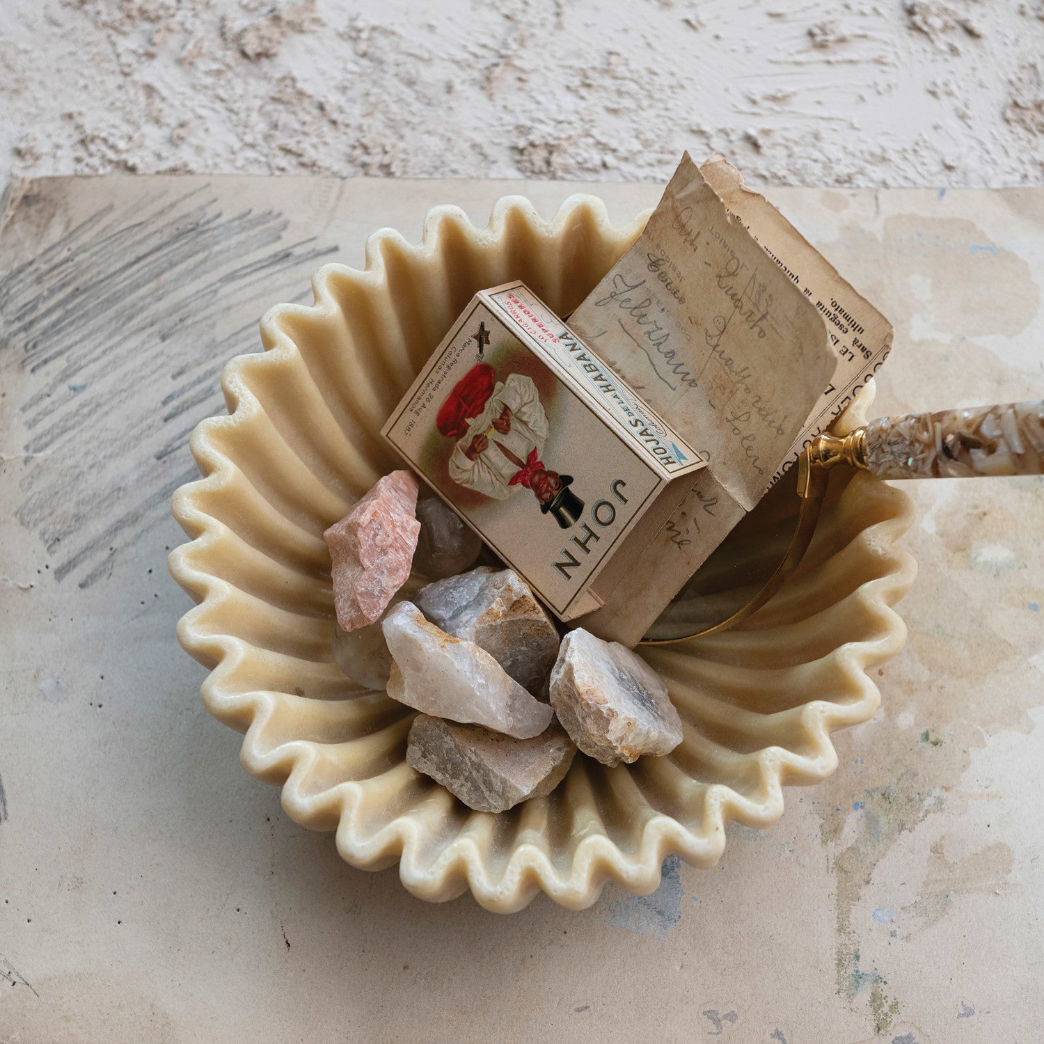 Cream Pleated Bowl