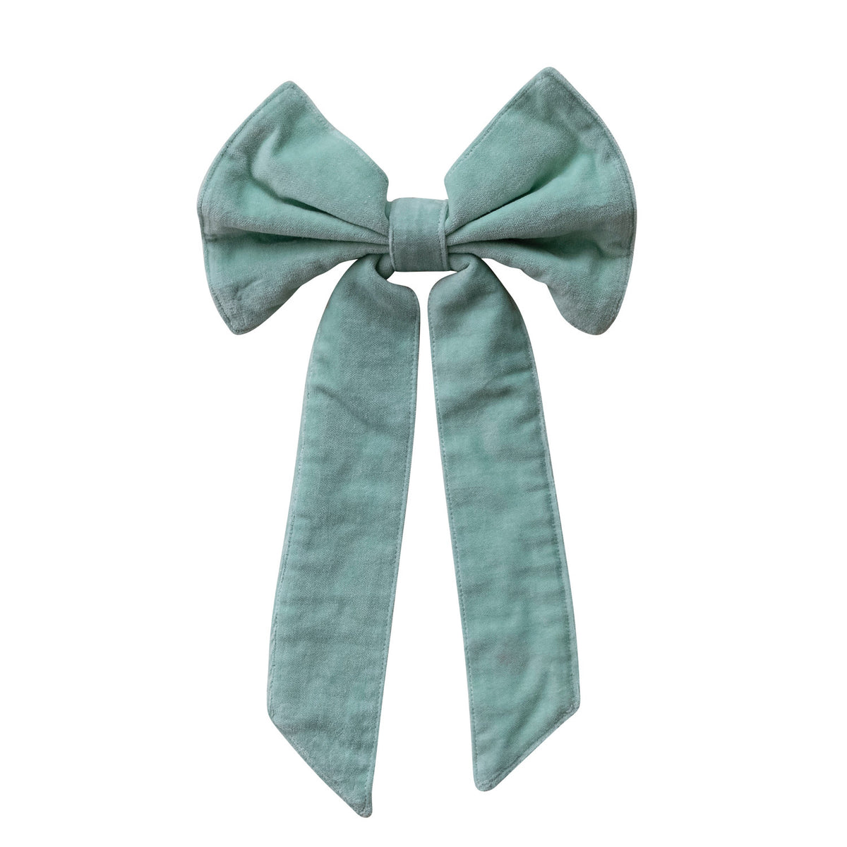 Mint Cotton Velvet Clip-on Bow