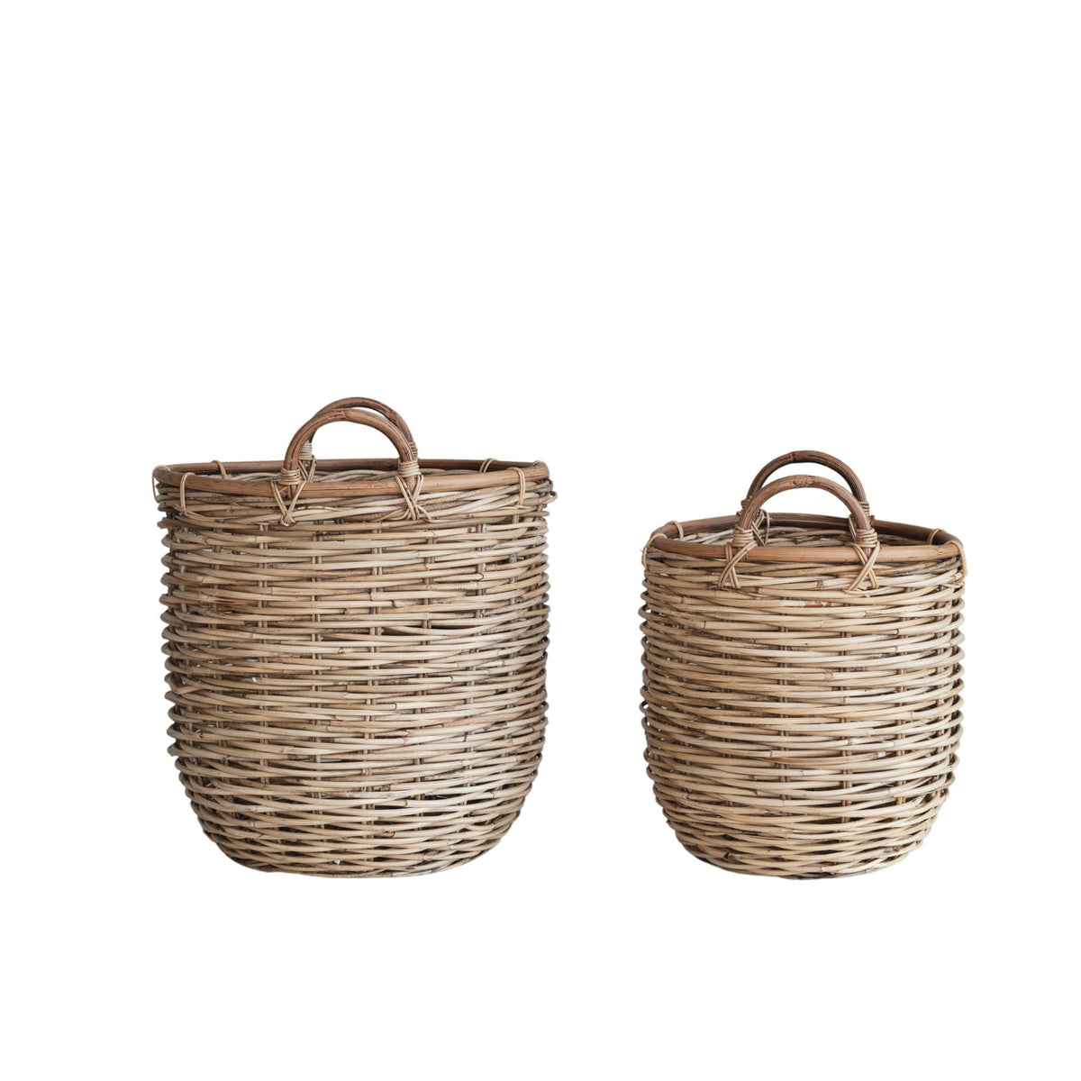 Hand-Woven Rattan Baskets w/ Handles