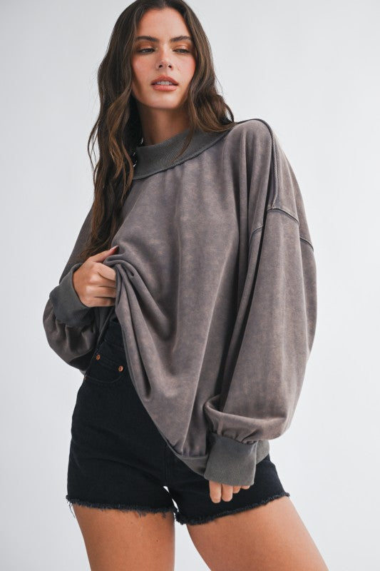 Adult Solid Mock Neck Sweatshirt