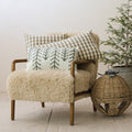 Acrylic Knit Lumbar Pillow with Woven Trees & Cotton Slub Back & Grey
