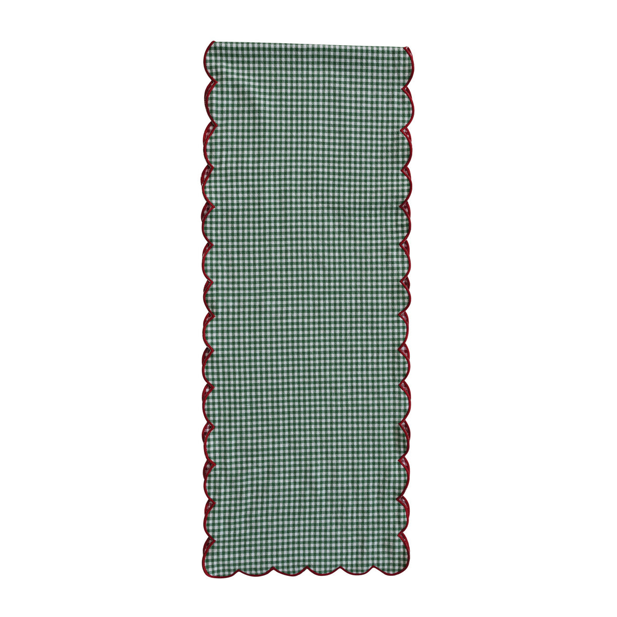 Woven Cotton Scalloped Two-Sided Table Runner & Stitched Edge