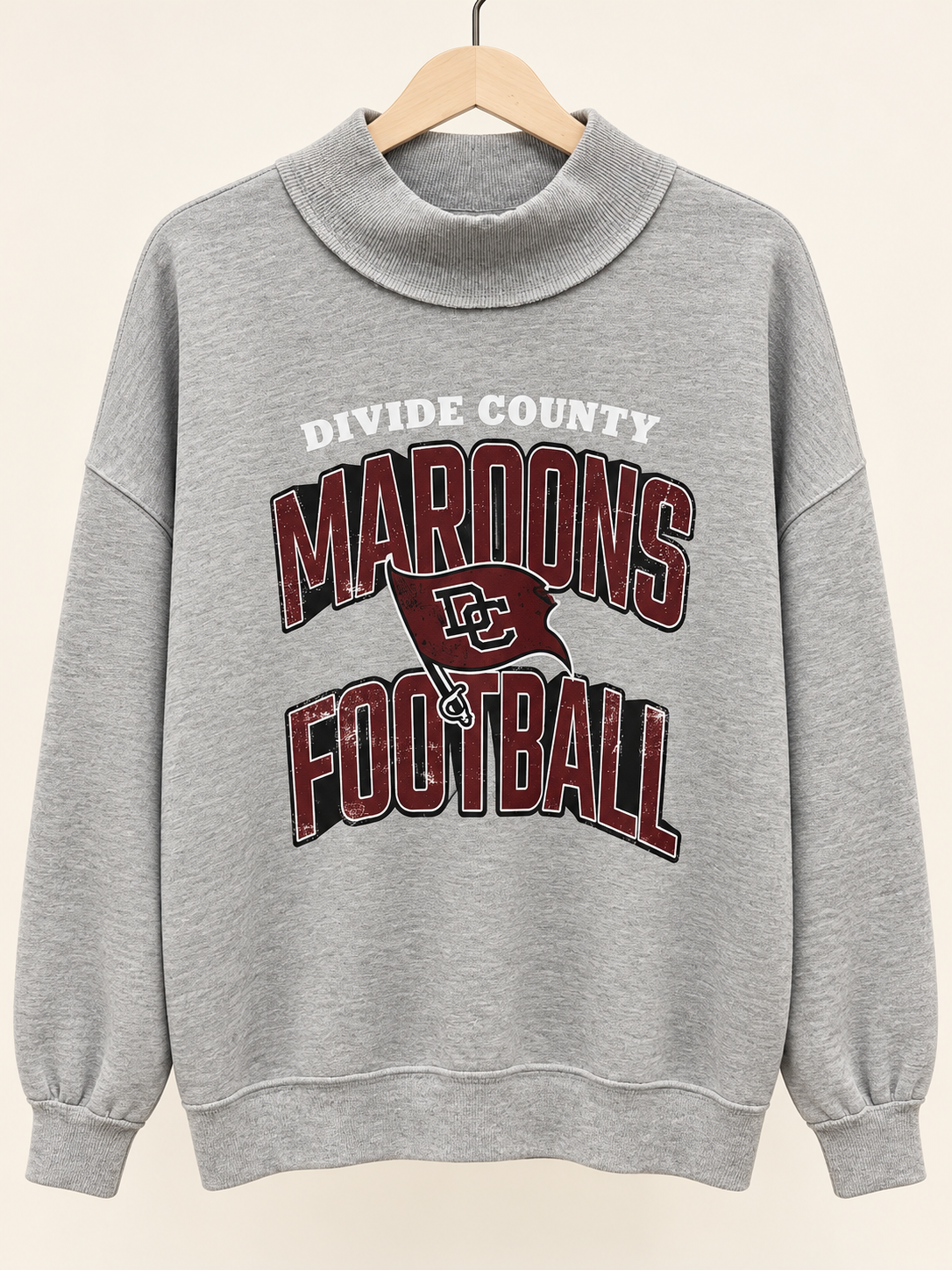 DC Maroons Grey Mock Neck