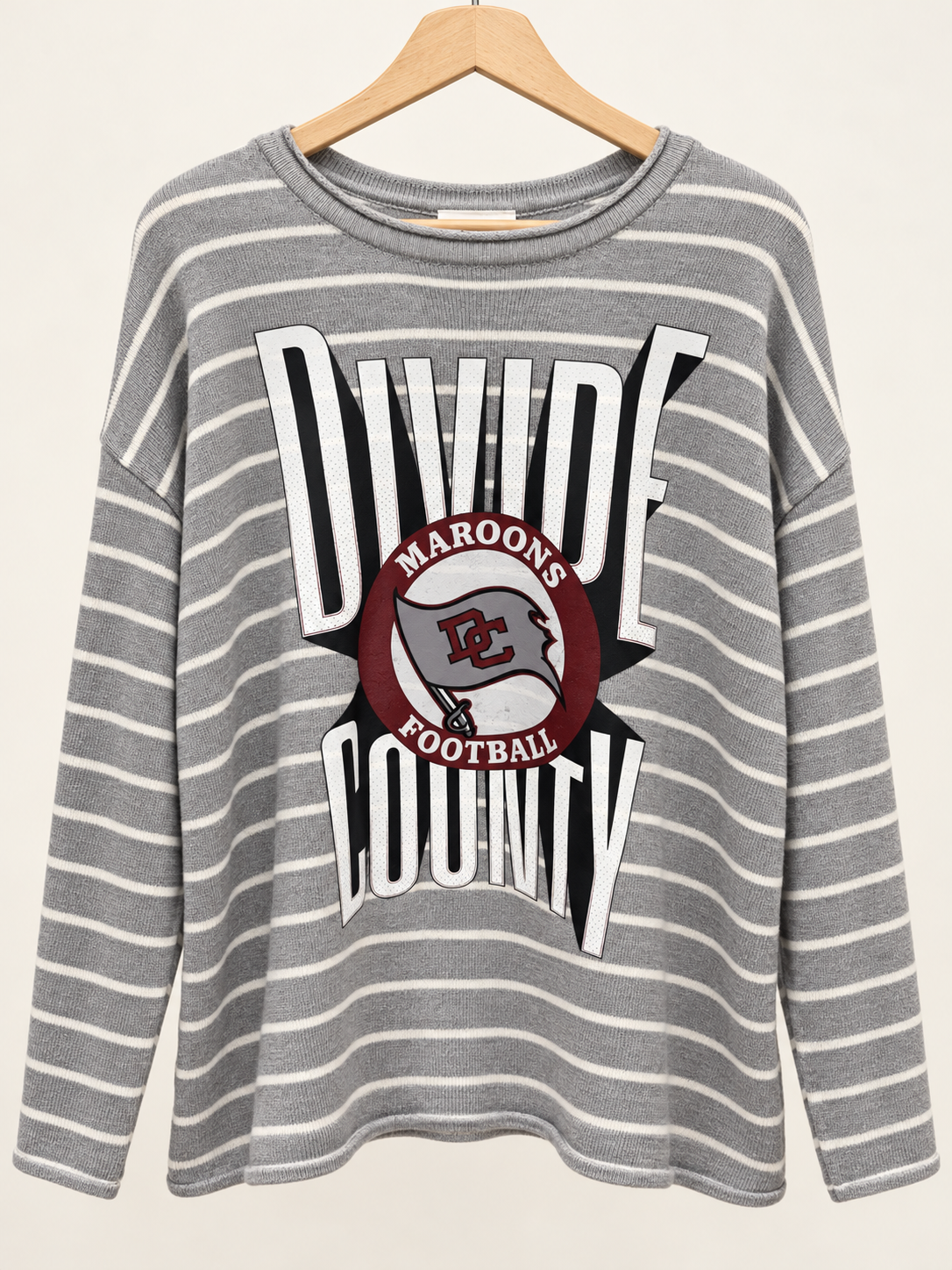 DC Maroons Grey Stripe Sweater