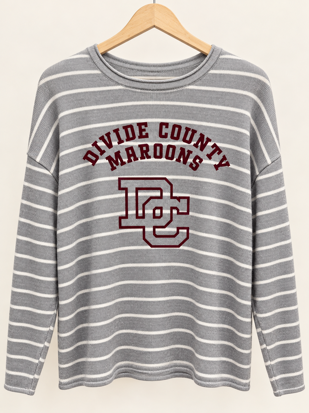 DC Maroons Grey Stripe Sweater