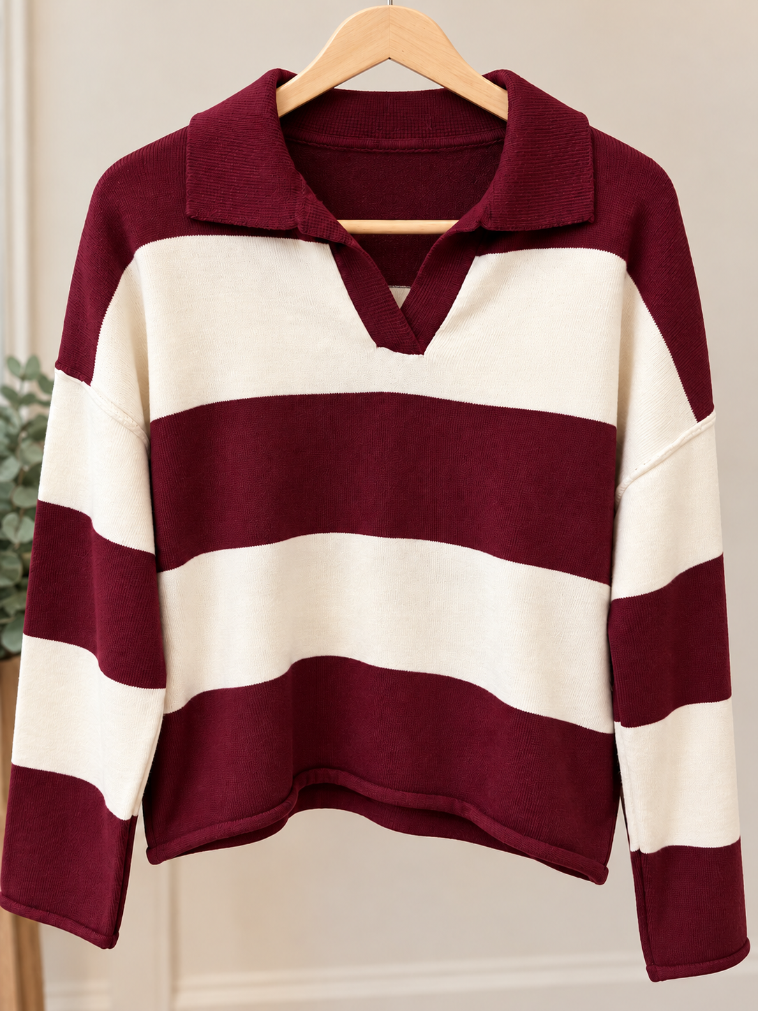 Maroon and White Rugby Sweater