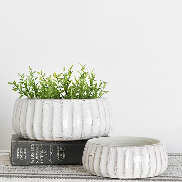 White Striped Planter