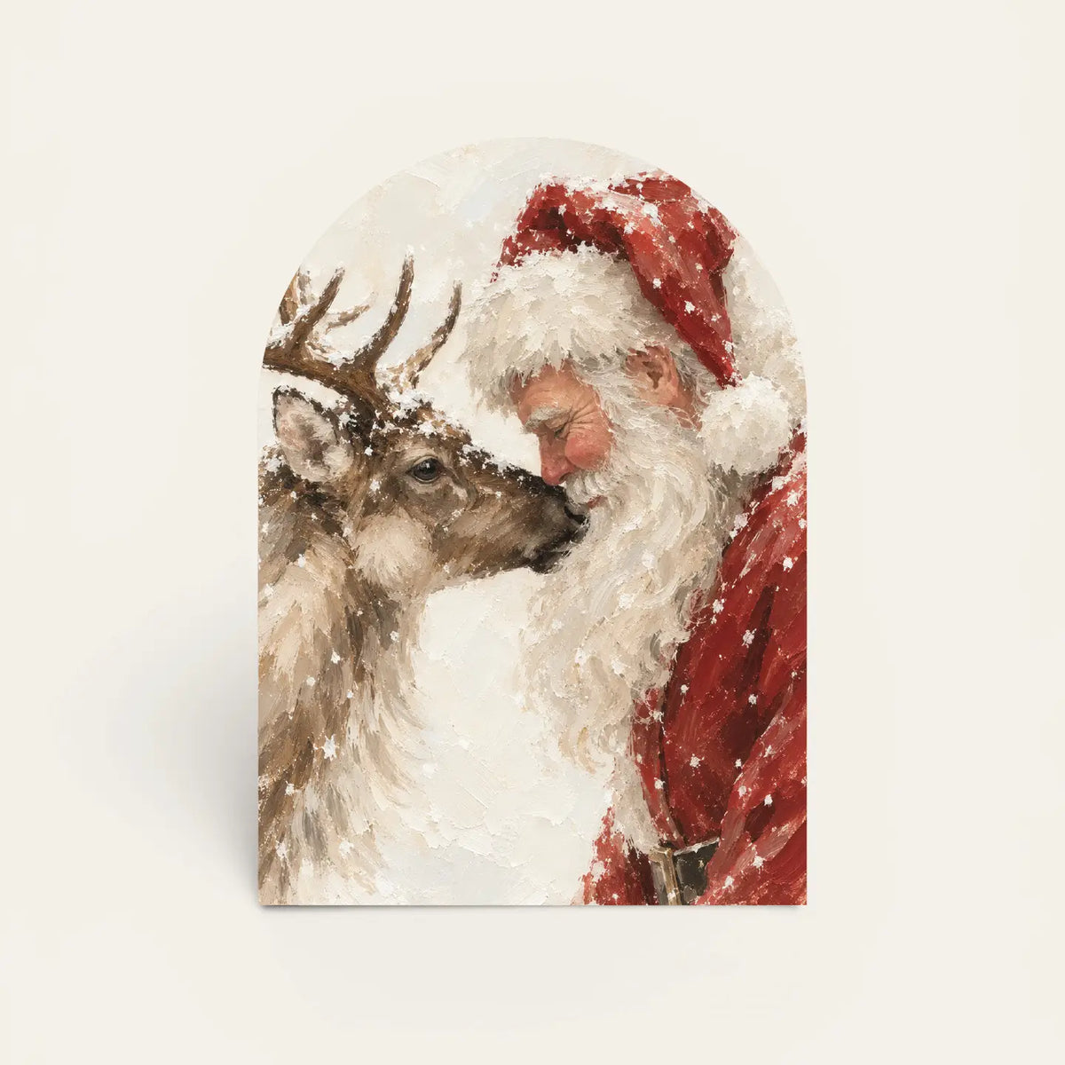 Arch Santa and Reindeer Nuzzle