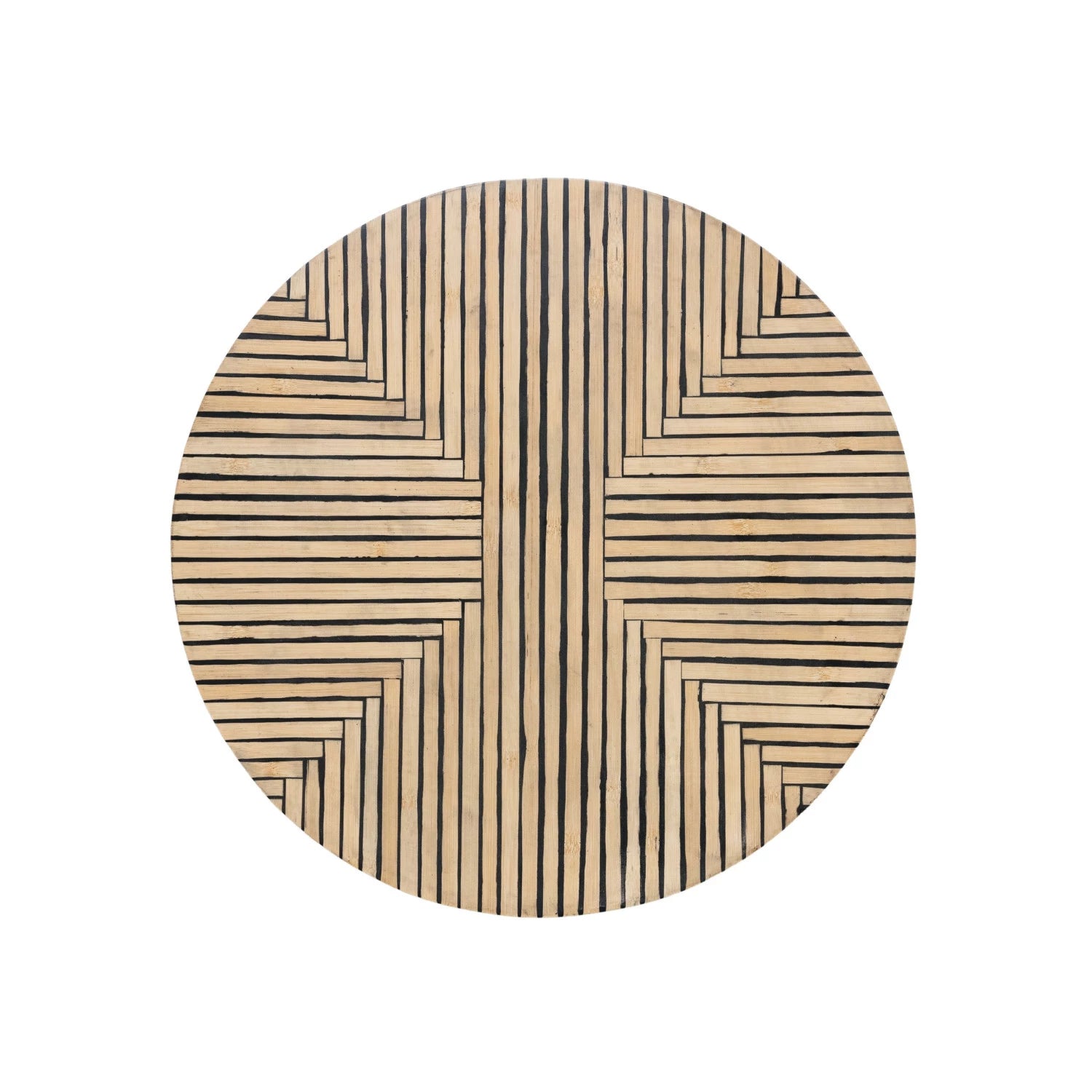 Bamboo Lazy Susan w/ Geometric Stripes