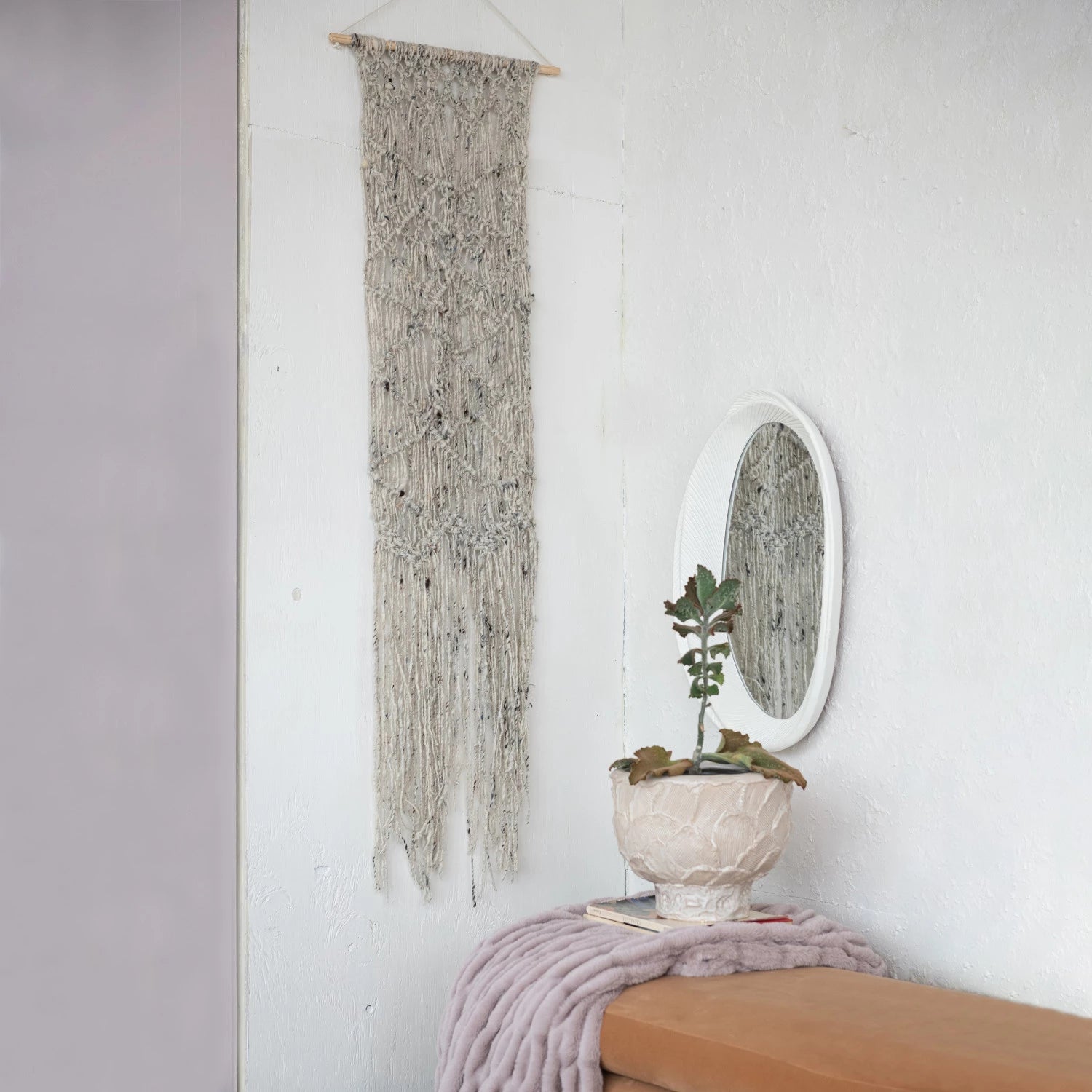 Embossed Stoneware Planter with Textured Pattern (Holds 9" Pot)