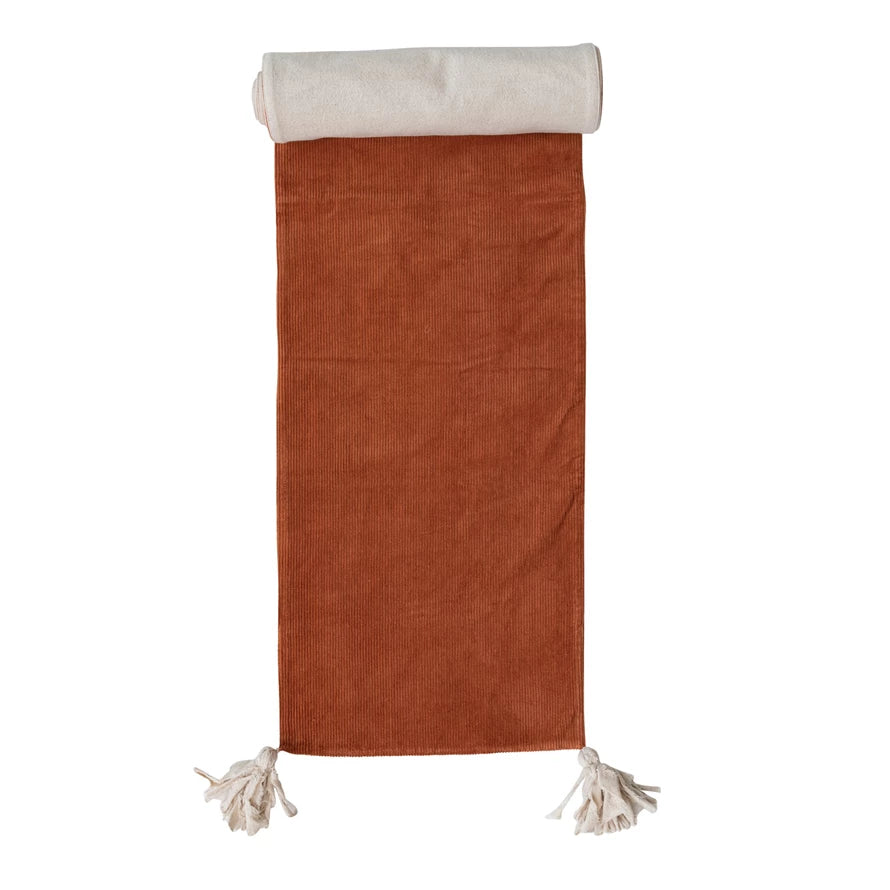Cotton Corduroy & Linen Two-Sided Table Runner