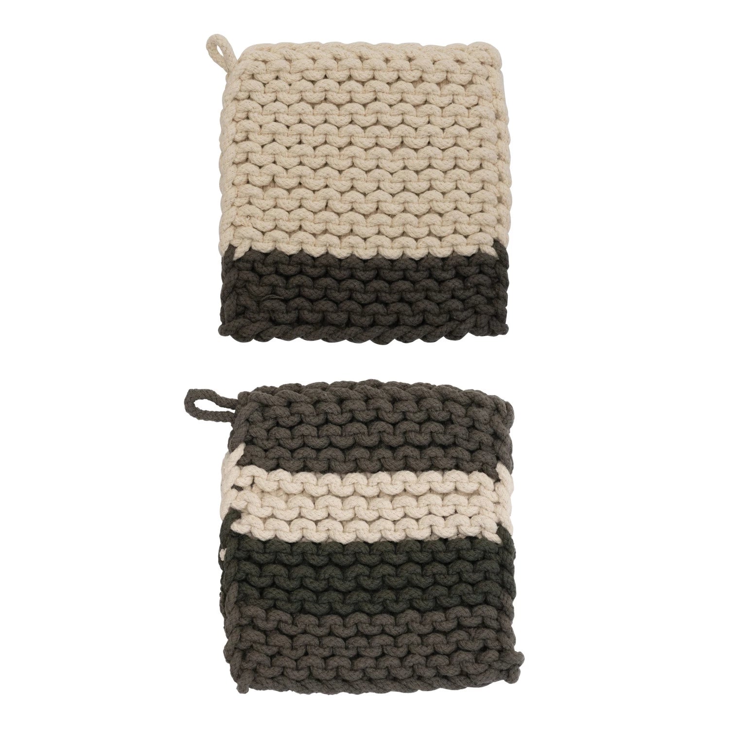 Black Grey Crocheted Pot Holder