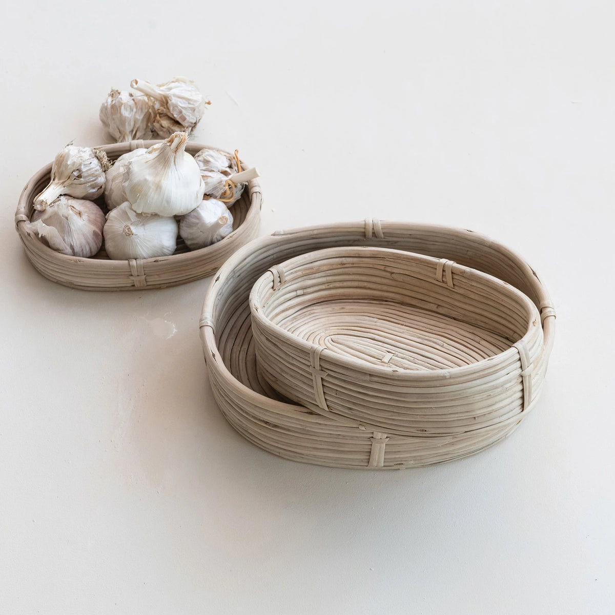 Oval Decorative Hand-Woven Rattan Baskets