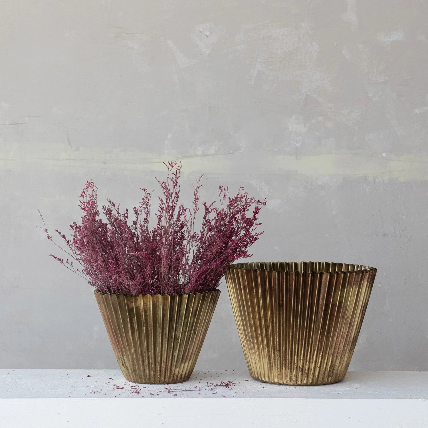 Decorative Metal Fluted Planters