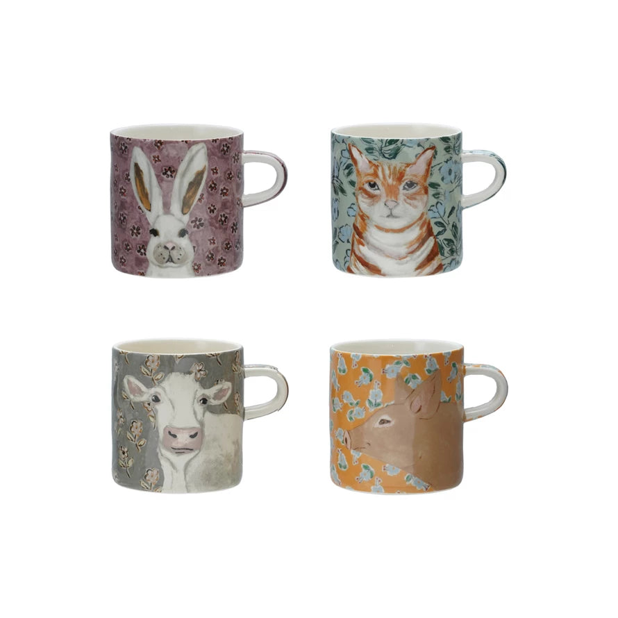 16 oz. Stoneware Mug with Pattern & Animal Image