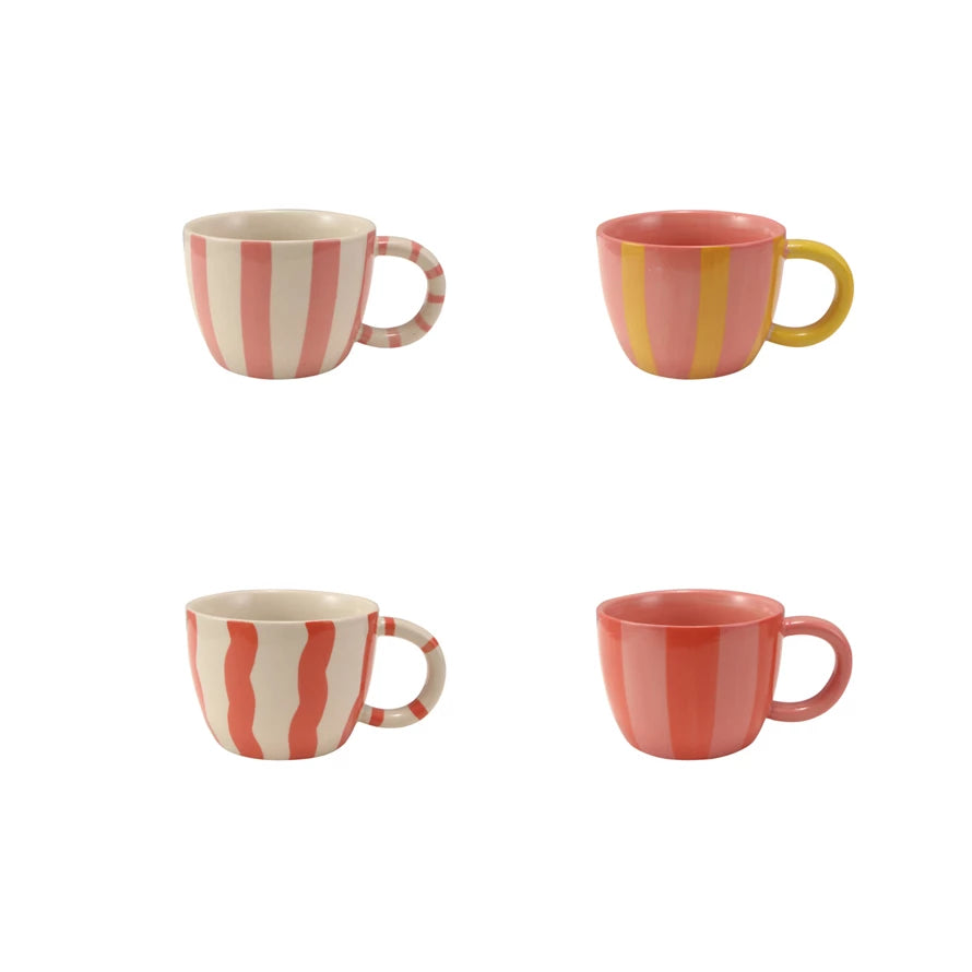 Hand-Painted Stoneware Striped Mug