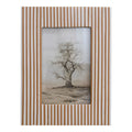 Resin Striped Photo Frame, White & Caramel Color