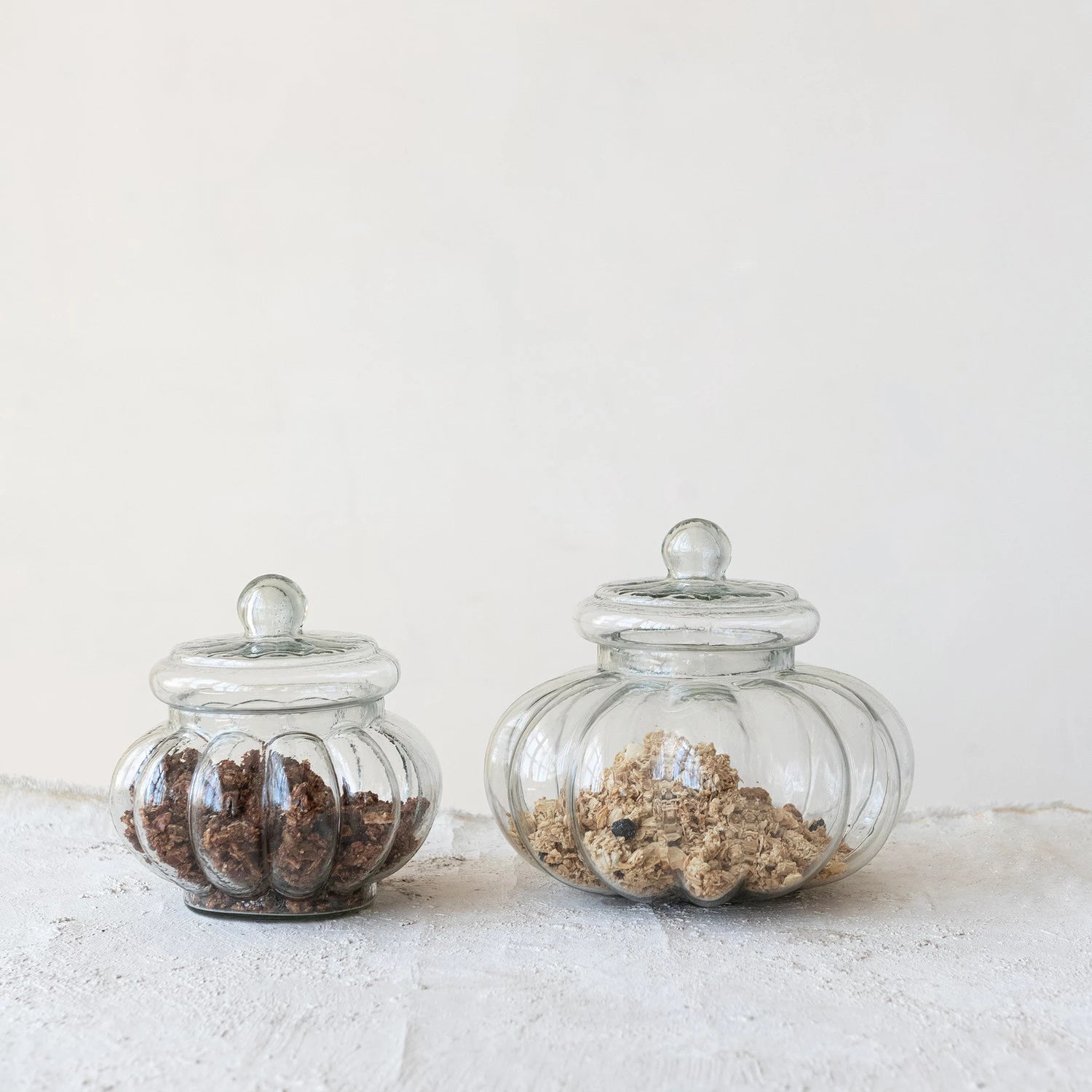 Ribbed Glass Jar with Lid