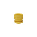 Vintage Reproduction Stoneware Planter with Debossed Lines & Saucer