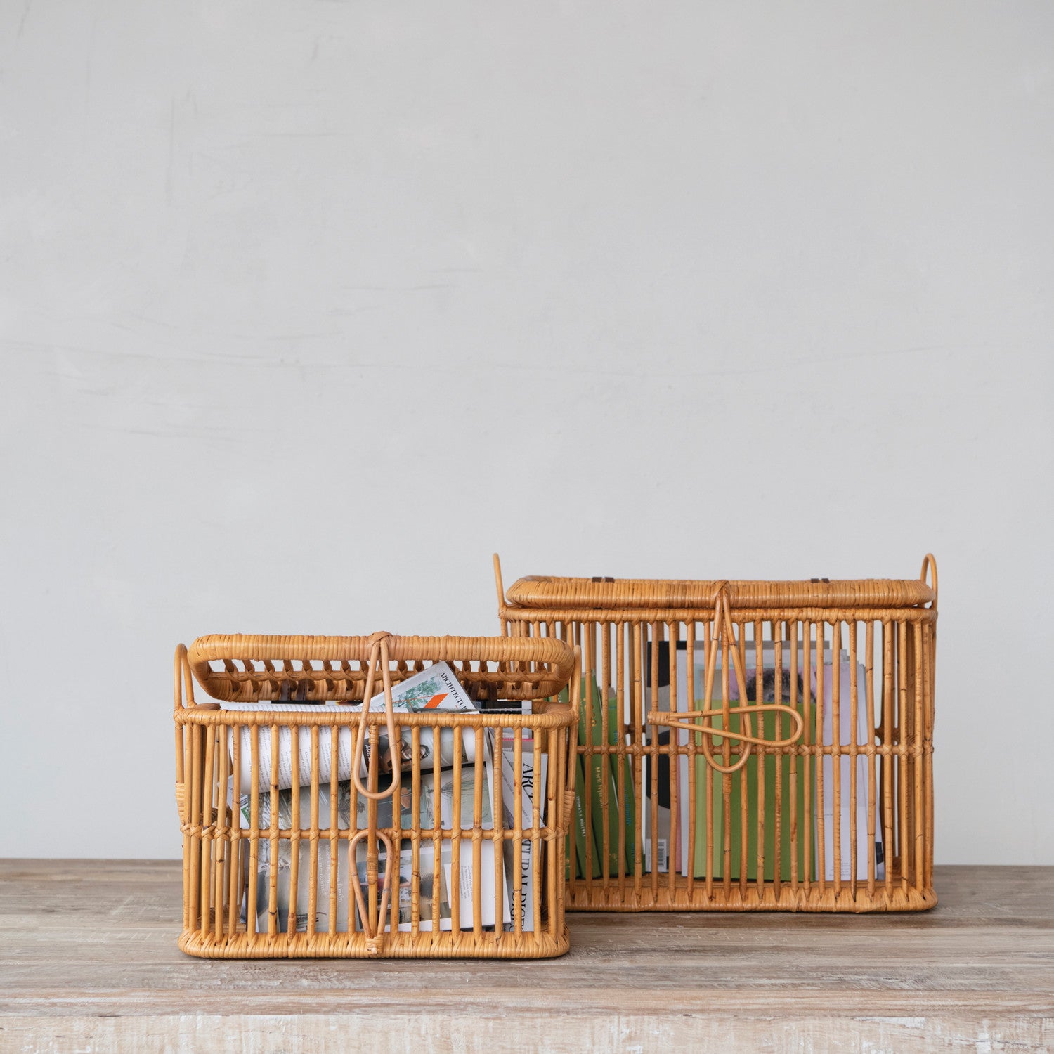 Hand-Woven Rattan Baskets with Lids