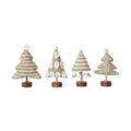 Wool Felt Christmas Tree w/ Applique, Pom Poms/Star & Wood Base