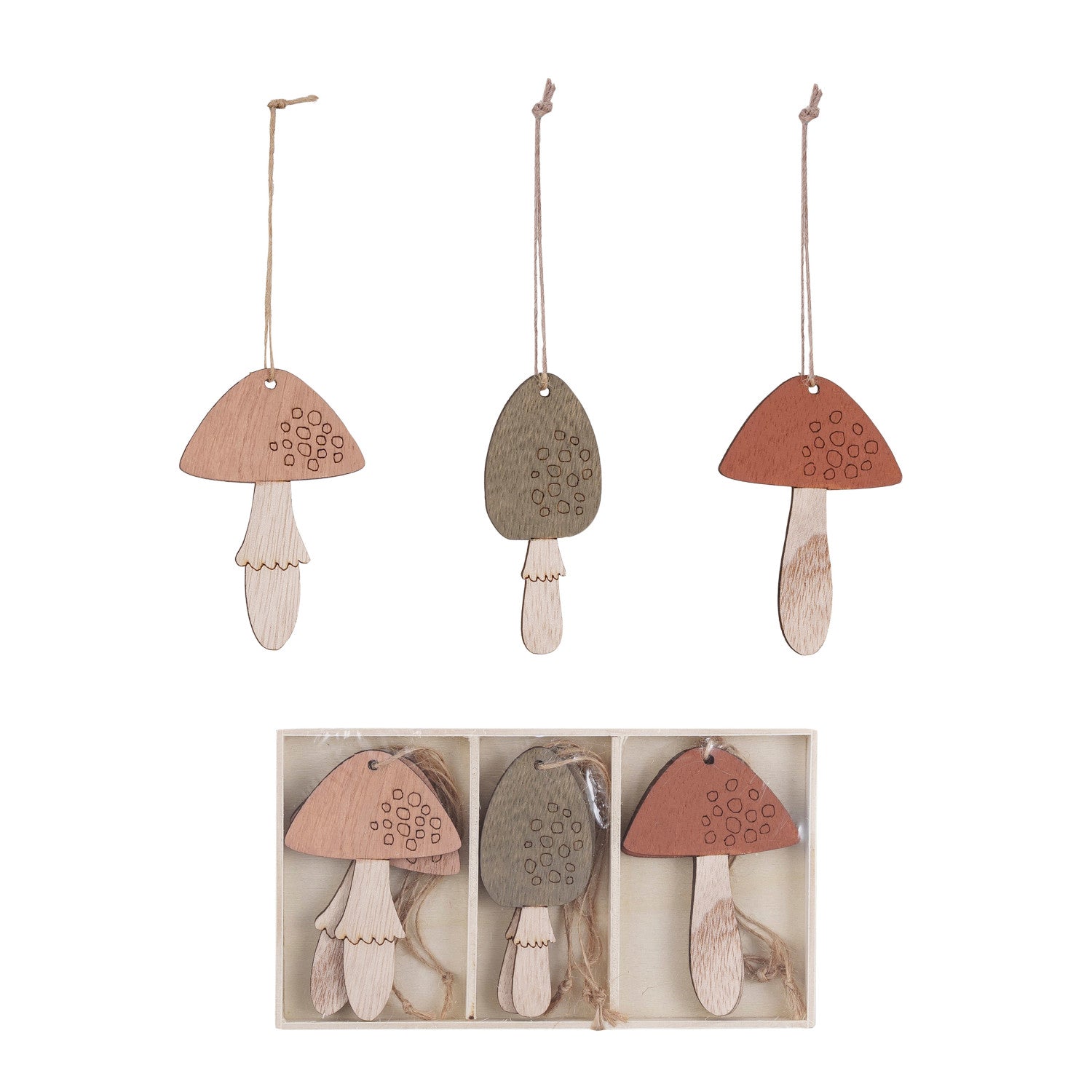 Wood Mushroom Ornaments