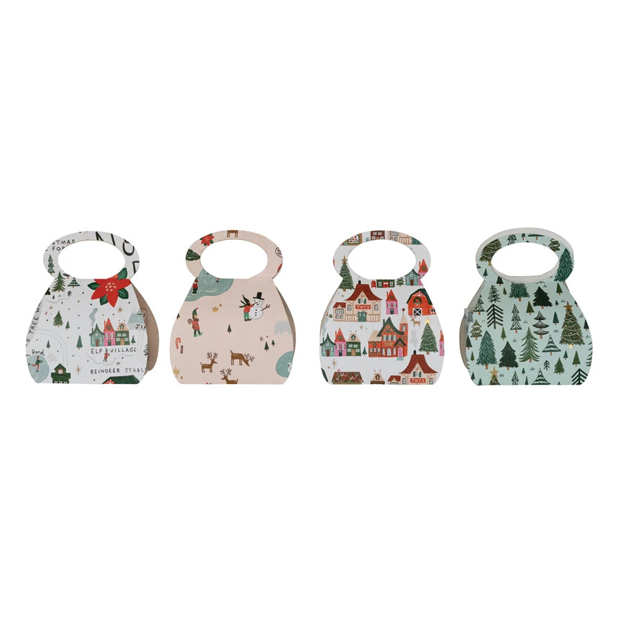 Handmade Gift Bag with North Pole Pattern & Handle