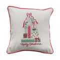 Square Pillow with Gifts, Embroidery, Piping & Velvet Back