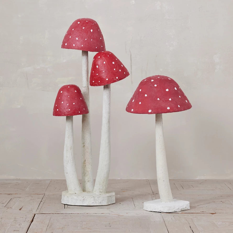 Metal & Paper Mache Mushrooms with Base