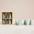 Stoneware Trees, Green, Boxed Set of 6