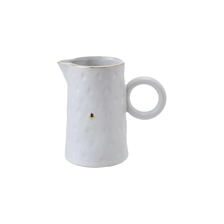 Debossed Stoneware Pitcher with Tree