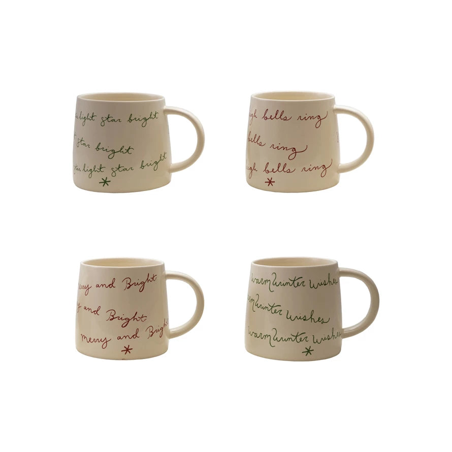 Stoneware Mug with Holiday Saying