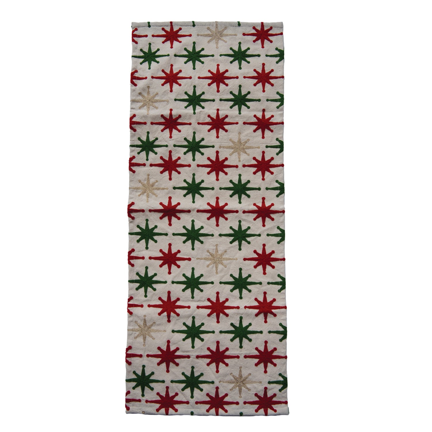 Table Runner with Embroidered Stars & Metallic Thread