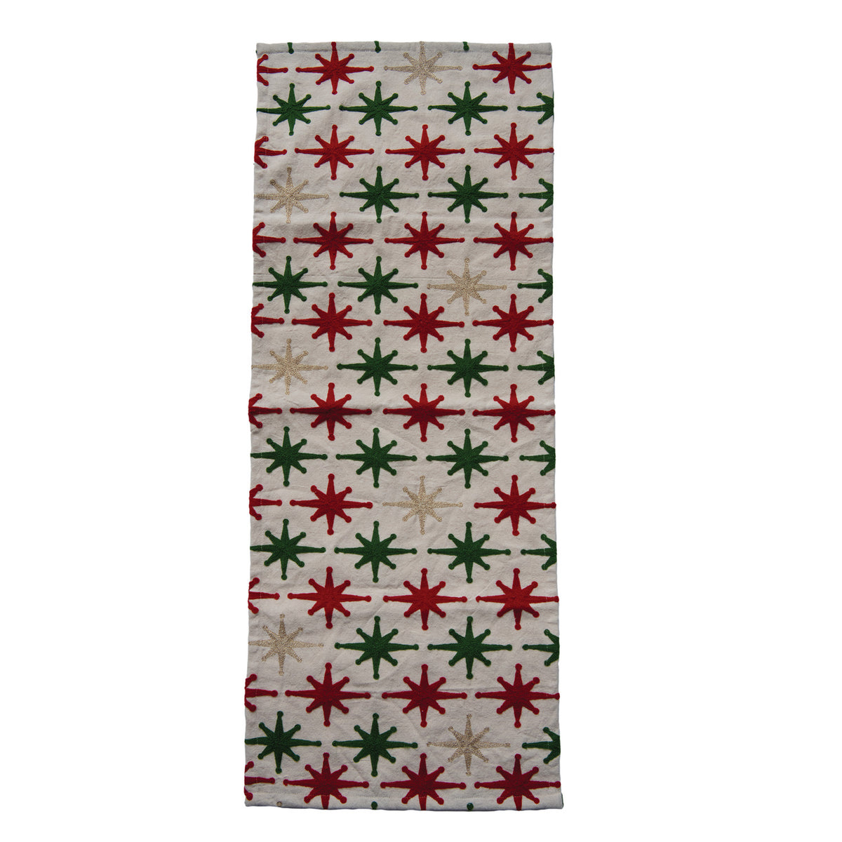 Table Runner with Embroidered Stars & Metallic Thread