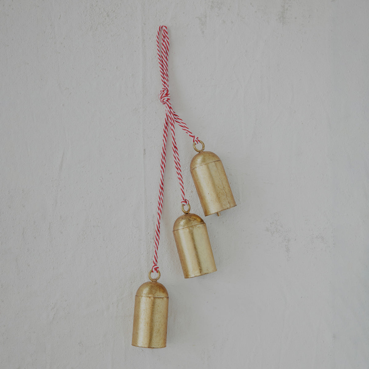 Hanging Metal Bells with Red & White Cord
