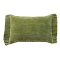 Cotton Velvet Lumbar Pillow with Ruffle Trim, Green